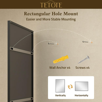 TETOTE Black Bathroom Mirror for Over Sink 48" x 36" Large Matte Black Beveled Metal Framed Rectangular Vanity Mirror for Bathroom, Bedroom, Entryway, Living Room, Tempered Glass, Shatterproof