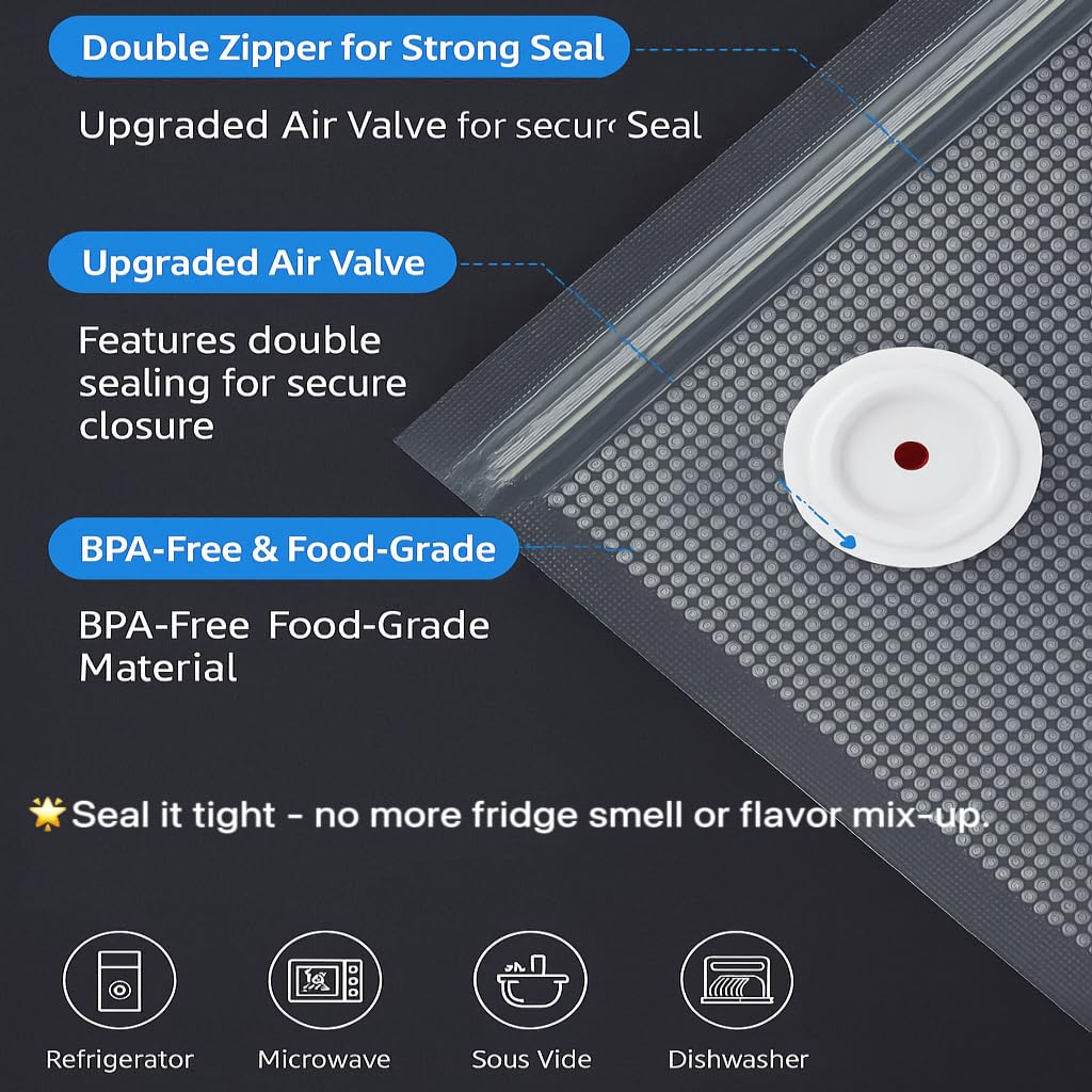 Vacuum Seal Bags,Bags for Compact Vacuum Sealer,Reusable Vacuum Sealer Bags,Small Vacuum Seal Bags (13.4 * 11.8inch) 20pcs.