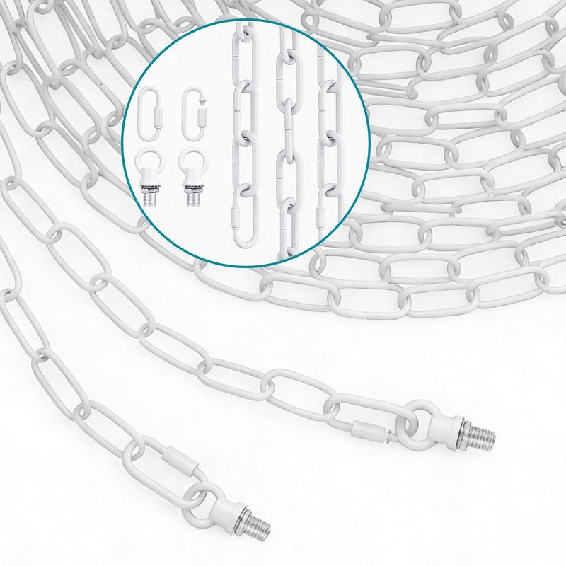 garini 10 Feet White Light Fixture Chain, Adjustable Metal Pendant Chandelier Chain Extension with Detachable Link, Maximum Load is 66 Pounds