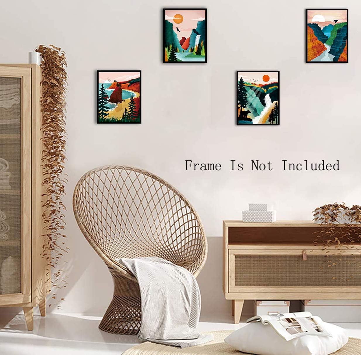 National Park Poster Set of 4, Nature Wall Art Prints for Home Decor, Grand Canyon, Sierra Nevada, Olympic Parks