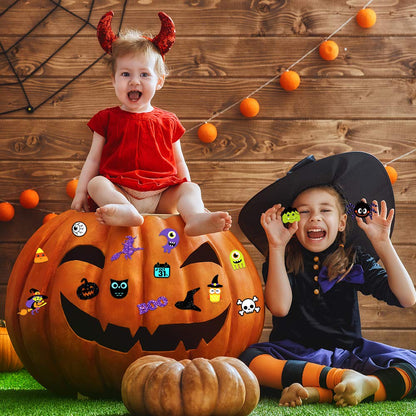 Winlyn 517 Pcs Bulk Foam Halloween Prints Stickers Self-Adhesive Pumpkins Jack-O'-Lantern Ghost Witch Bats Monster Stickers 1" 1.5" 2" Embellishments for Kids Craft Favors Rewards Halloween Decoration