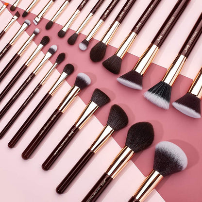 Jessup Brand 25pcs Professional Makeup Brush Set Beauty Cosmetic Foundation Powder Blusher Eyeshadow Blending Highlight Concealer Natural-Synthetic Hair Brushes Set (Pearl White/Silver)