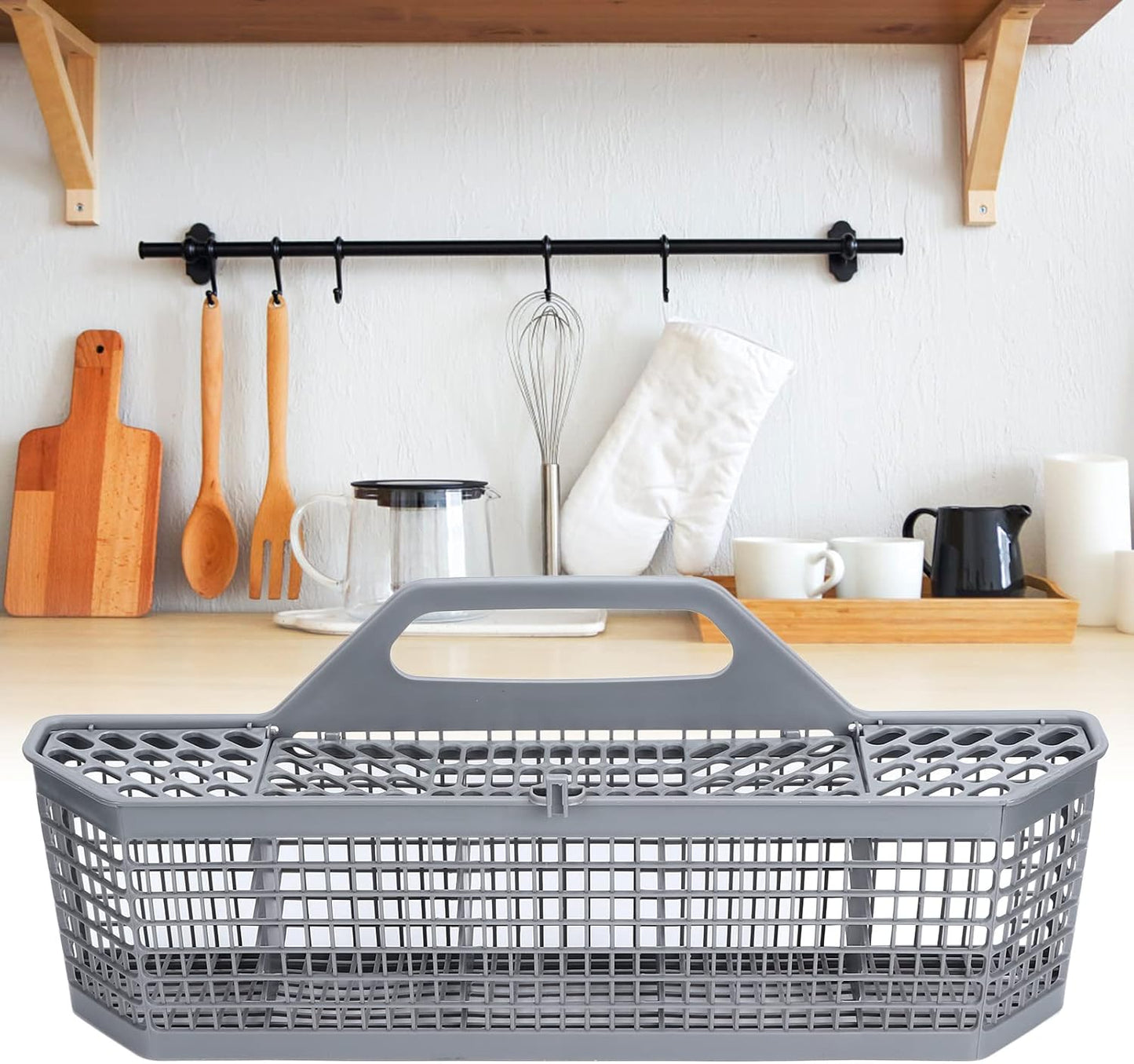 Dishwasher Universal Silverware Replacement Basket, Plastic Cutlery Basket with Open Grid, 19.7 X 8.3 X 3.7in