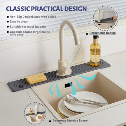 Stone Faucet Mat for Kitchen Sink, Faucet Mat Fast Drying Diatomite, Sink Splash Guard Water Absorbing Stone Tray for Sink, Counter Protector for Kitchen & Bathroom