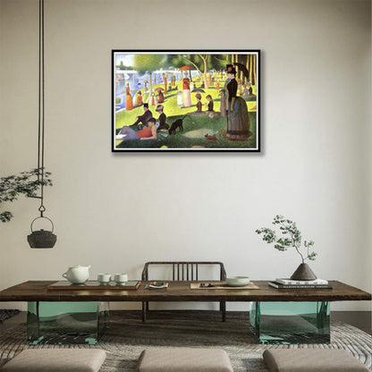 5D（A Sunday Afternoon on The Island of La Grande Jatte）Georges Seurat Diamond Painting Kits for Adults Kids, Full Drill Round Crystal Rhinestone Diamond Art Craft Canvas for Home Wall Deco(12X16Inch)