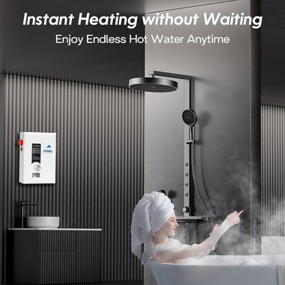 24Kw 240V Electric Tankless Water Heater, LED Temperature Display, On-Demand Instant Hot Water, Space-Saving Design for Whole House Shower – Endless Hot Water Supply for Residential Use