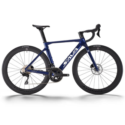 SAVADECK Carbon Fiber Road Bike, Hydraulic Oil Disc Bike with Carbon Fiber Frame and Wheelset, Lightweight Full Carbon Racing Bicycle with Shimano R7120 24S Shift Set for Adults(Dark Blue,51cm)