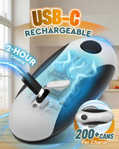 Zoomsnail Electric Can Opener, Automatic Rechargeable Can Openers with One-Touch Smooth Edge & Magnetic Lid - Hands-Free Easy-Grip Opener for Seniors with Arthritis and Most Cans