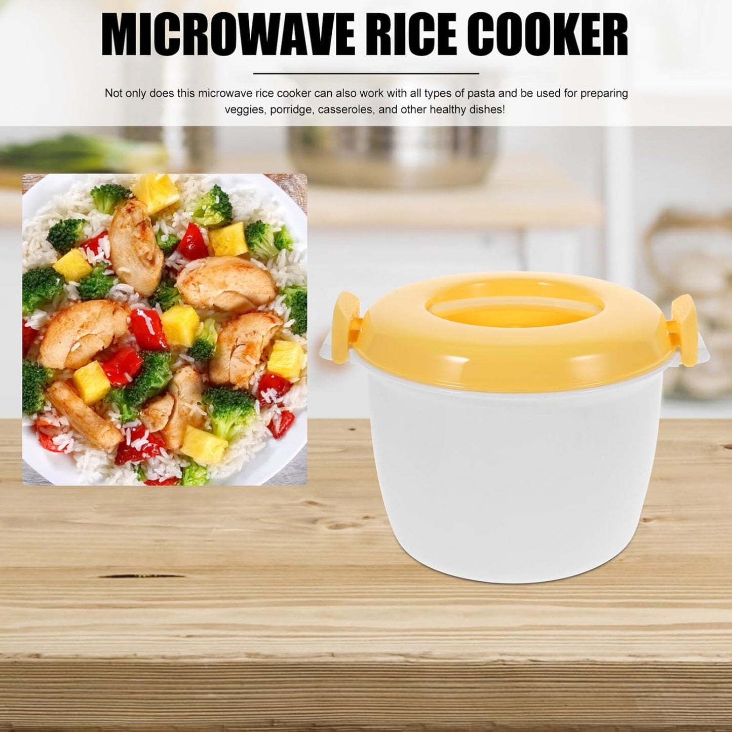 Microwave Rice Cooker Vegetable Steamer Set, Portable Non-Stick Pot for Cooking Soup, Rice, Stews, Oatmeal