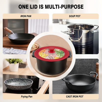 Universal Lids for Pots, Pans and Skillets Fits 7",8",9",10",11",12" Cookware, Replacement Pan Lid with Tempered Glass and Heat-Resistant Silicone Edge,Durable Frying Pan Cover
