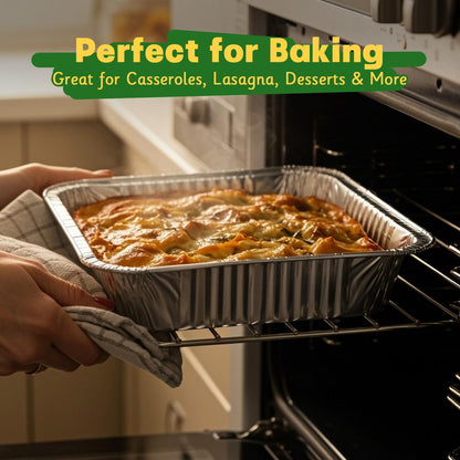 Boxential 9x13 Aluminum Pans [40 Pack], Extra Heavy Duty Half Size Disposable Aluminum Foil Pans, Deep Baking Pans for Cooking, Roasting, Heating, and Steam Tables