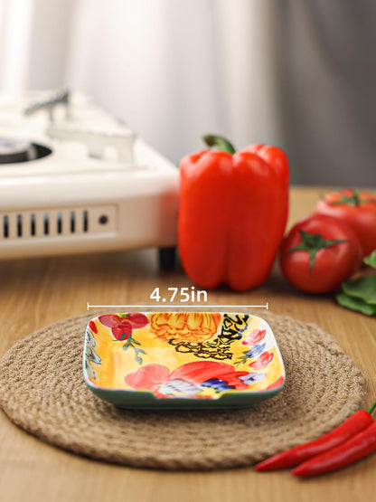 Colorful Hand Painted Spoon Rest 4.75 Inches Ceramic Spoon Holder for Kitchen Counter Stove Top, Dishwasher Safe, Multicolor