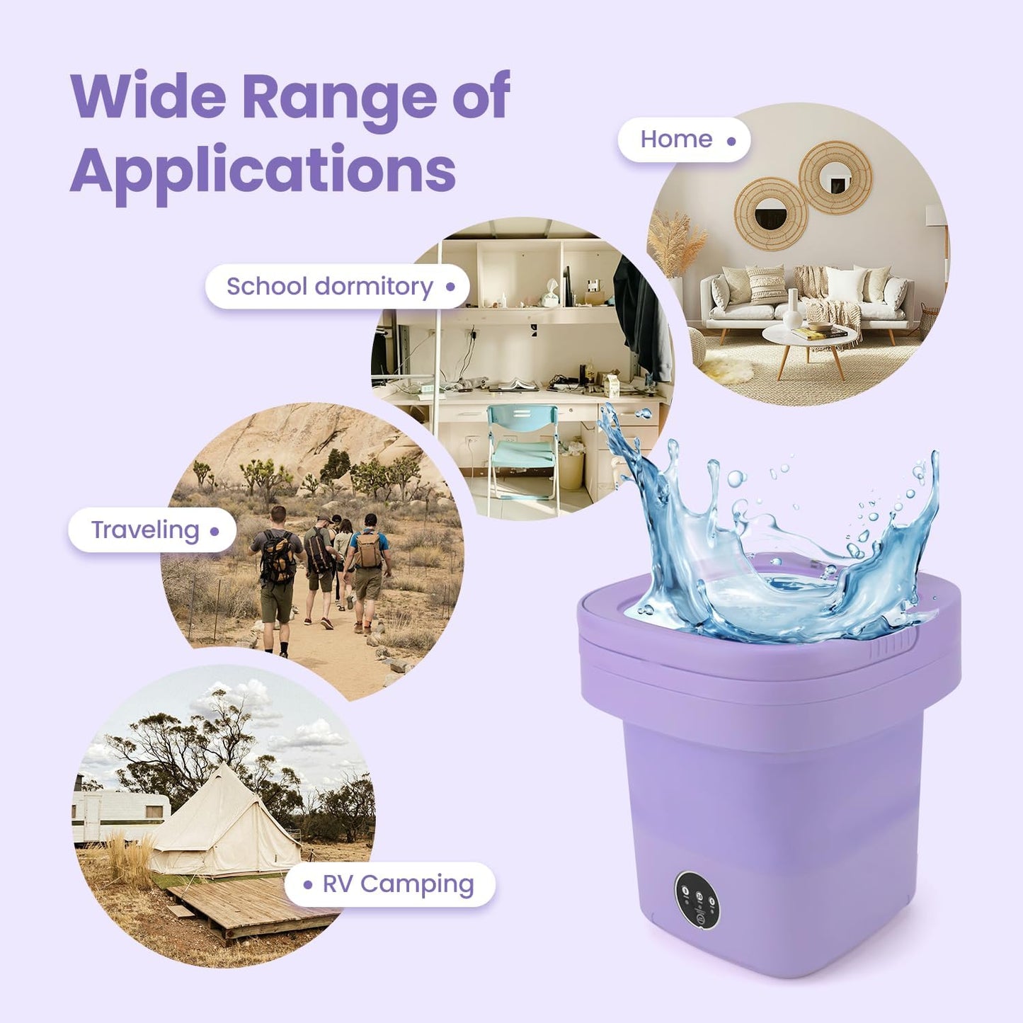 FETIONS Portable Washing Machine, 11L Foldable Washer with 3 Modes, Deep Cleaning for Underwear, Baby Clothes, and