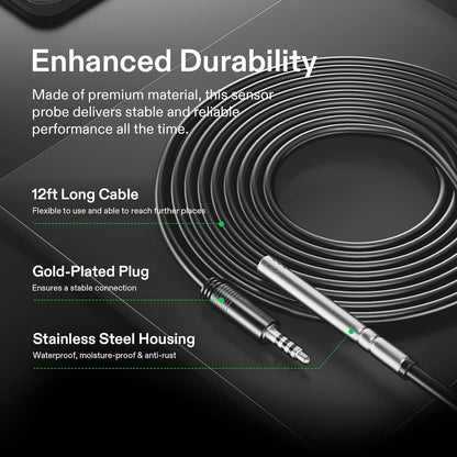 VIVOSUN Temperature & Humidity Sensor Probe: Waterproof Stainless Steel Monitoring Probe for GrowHub Controller
