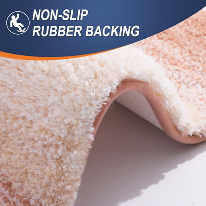 OLANLY Bathroom Runner Rug - Extra Soft Microfiber Mat, Quick Dry & Washable, 47x20 Inches, Peach