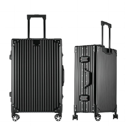 HotWay 28 Inch All Aluminum Checked in Luggage, Hard Shell Suitcase with Spinner Wheels and TSA Lock, Large Silver Suitcase for Travel, Black