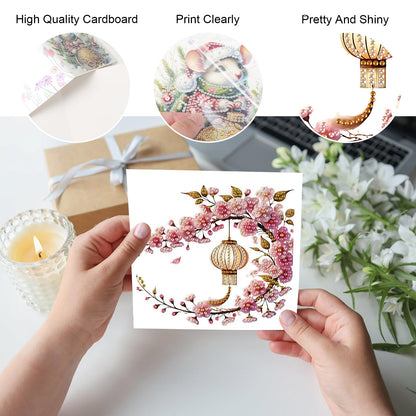 JZHYOAN 6 Packs Flower Diamond Painting Greeting Cards Kits for Adults DIY Diamond Art Birthday Card with Envelopes Gem Art and Craft Card Making Kits for Birthday Holiday Gift Butterfly