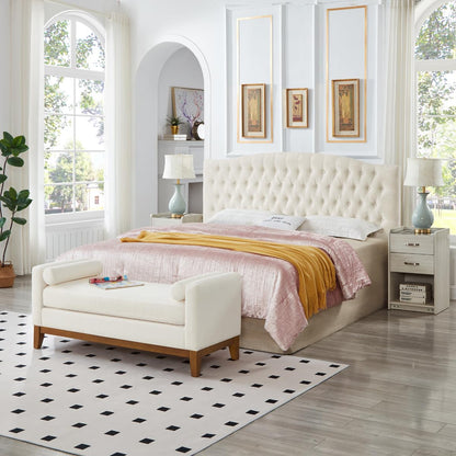 24KF Boucle Upholstered Tufted Button King Headboard and Comfortable Fashional Padded King/California King Size headboard,6025-K-Boucle-Ivory