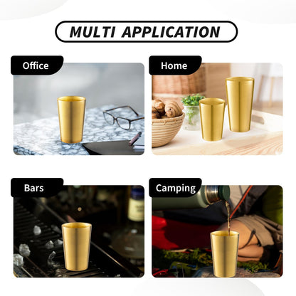 CSTOUTHOM 6 Pack 12 oz Stainless Steel Insulated Cup, Double Wall Vacuum Small Metal Cup, Reusable Camping Cups Unbreakable Indoor Outdoor for Party, Home, Office, BBQ, Gold