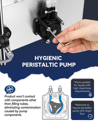 Hanchen Liquid Filling Machine Peristaltic Pump 5 Oz Automatic Bottle Filler Digital Control Cosmetic Oil Filler for Perfume, Water, Juice, Thick Eessential Oil (1 Head)