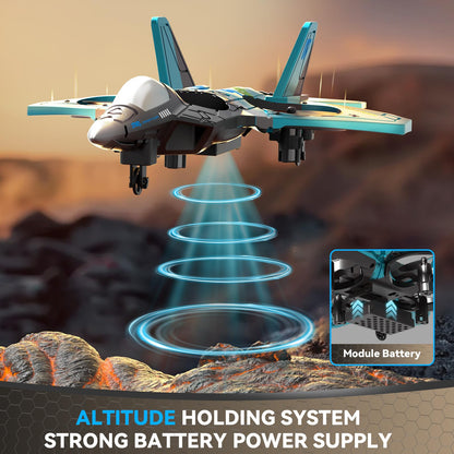 4DRC V17 Foam Remote Control Airplanes RC Planes for Kids Adults 4-7 8-16, RC Airplane Fighter Jet with Light, 360° Flip Fighter Jet Toy, Gravity Sensing, Stunt Roll, Airplane Toy Gifts for Kids Boys