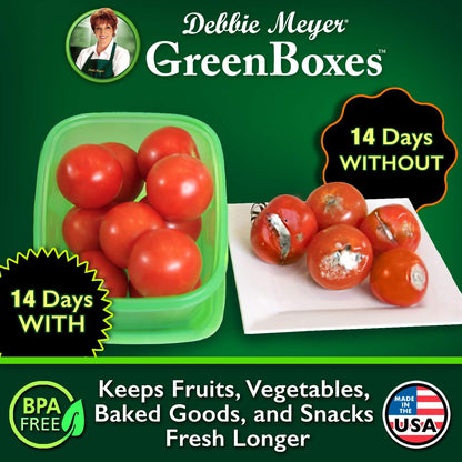 Debbie Meyer UltraLite GreenBox | Reusable Plastic Airtight Food Storage Containers with Lids, Keeps Fruit, Vegetables, Baked Goods Fresh Longer, In Fridges, Travel On-The-Go or Lunch | 32 Piece Set