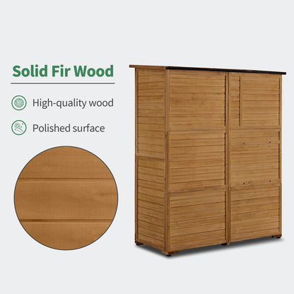 Macrout Outdoor Storage Cabinet with 3 Shelves (4.8 x 2.1 x 6.2 ft), Wood Storage Shed with Roof, Tall Garden Shed with 1 Foldable Table for Yard Patio Lawn, 1815