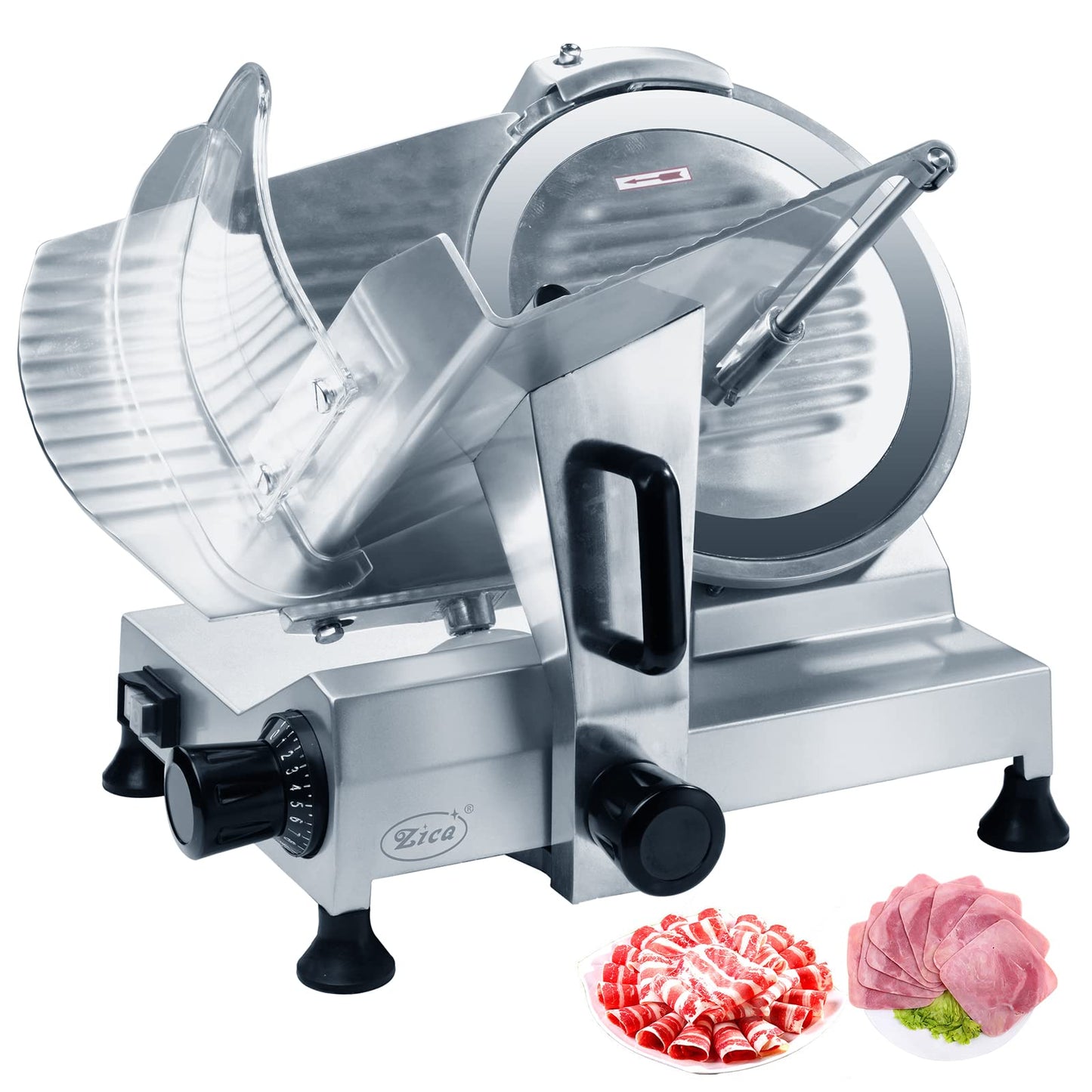 12" Commercial Meat Slicer, Stainless Steel Blade Electric Deli Meat Cheese Food Ham Slicer Commercial and for Home use 370W Zica [ETL]