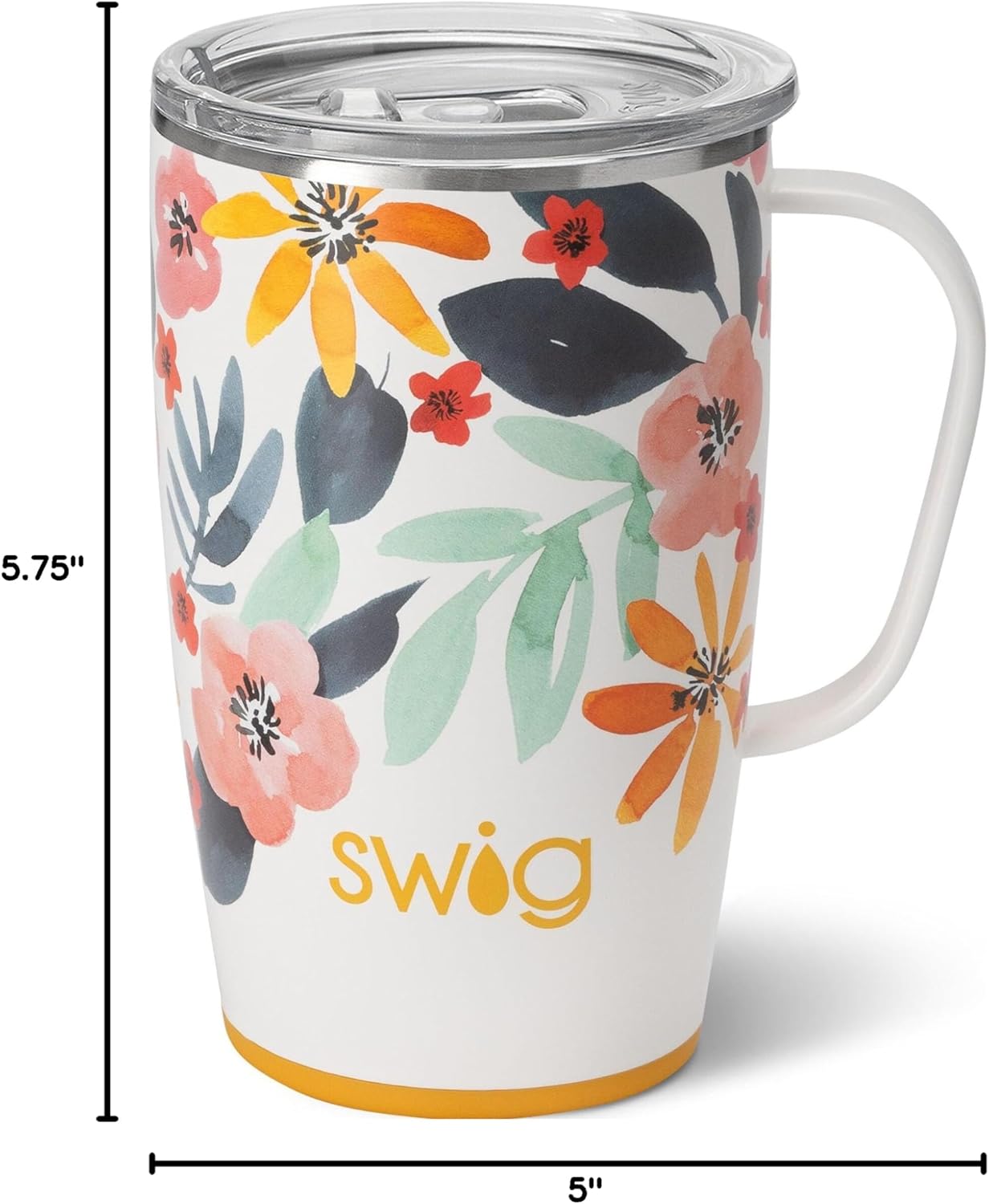 18oz Swig Life Travel Mug, Insulated Tumbler with Handle and Lid, Cup Holder Friendly, Dishwasher Safe, Stainless