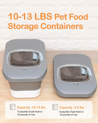 DDMOMMY 10-13 Lbs Dog Food Stroage Container, Collapsible Dog Food Containers with Airtight Lid, Pet Food Scoop and Silicone Dog Bowl, Pet Food Storage Container Dry Food for Dog, Cat and Other Pets