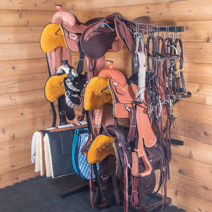 EASY-UP Pro Interchangeable Saddle & Tack Stand | Customizable Storage System | Heavy Duty Free Standing Rack | Can Hold Multiple Saddle & Pad Racks | Gray Armor Rust Resistant Finish