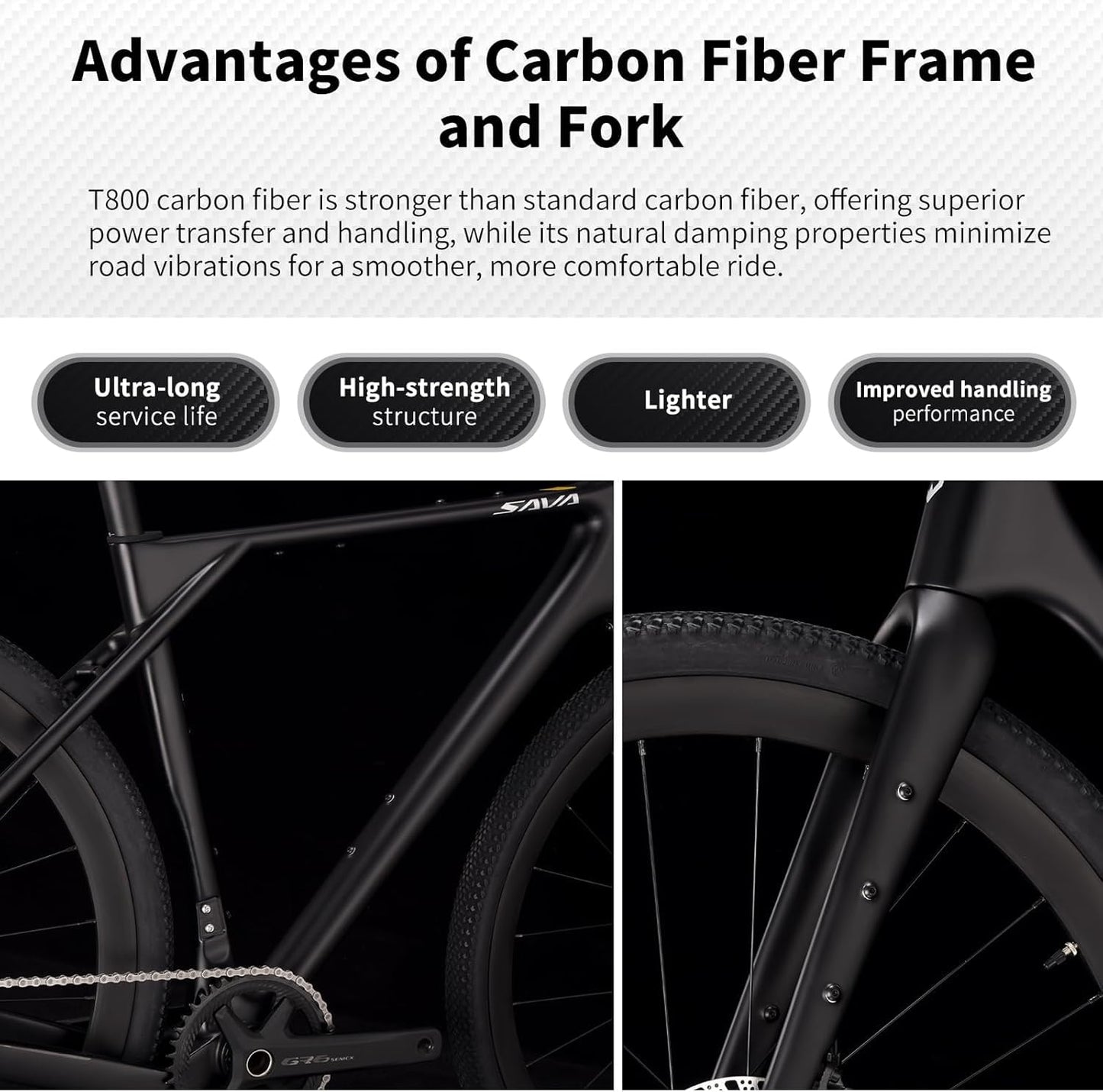 SAVADECK Carbon Gravel Bike - T800 Carbon Frame & Fork | Shimano U6000 11-Speed Groupset | Hydraulic Disc Brakes | 700CX40mm All-Terrain Tires | Men & Women Road/Off-Road Bicycle (53cm, Gold)
