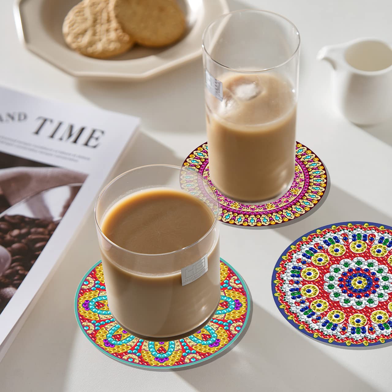 Vcekract Diamond Painting Coasters, 6 Pcs Mandala Diamond Art Coasters with Holder, Crafts Kits for DIY Coasters, Adult Crafts Projects Kits Women