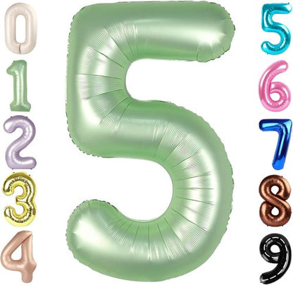 Balloon Numbers | 40 Inch Olive Green 5 Balloons for 5th Birthday & Wedding Decor