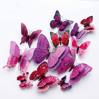 OPSEAM 3D Butterfly Wall Decor - 72 PCS Magnetic Stickers for Party Decorations | Purple