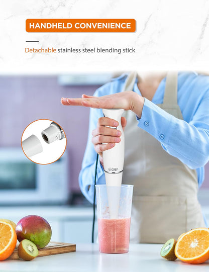 COMMERCIAL CHEF Immersion Blender, Hand Blender with Stainless Steel Blades, Quiet Motor, Electric Mini Blender for