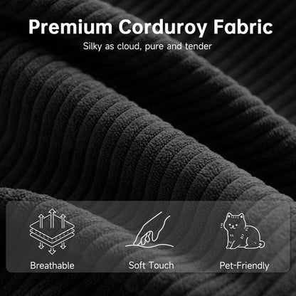 CUGOAO 152'' Oversized 2-in-1 Modular Sectional Sofa Bed, Modern Boneless Couch, Extra Deep Seat Upholstery Cloud Couch, Boneless Couches for Living Room, No Assembly Required, Corduroy Black