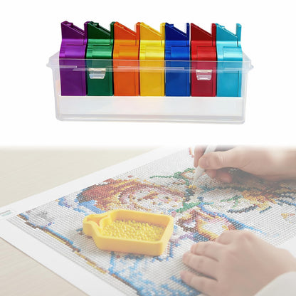 Diamond Painting Trays Set - 7-Piece Mini Diamond Art Organizers with Lids & Storage Base | Portable Craft Accessories | Collectible Ornament Gift for Diamond Painting Lovers, Beginners, Artists