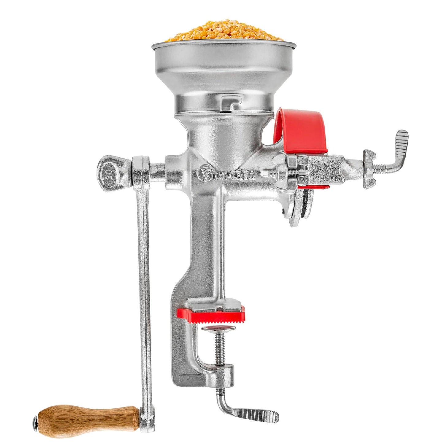 Victoria Manual Cast Iron Grain Mill with Low Hopper, Premium Corn-Grinding Mill and Grain Grinder, Made in Colombia