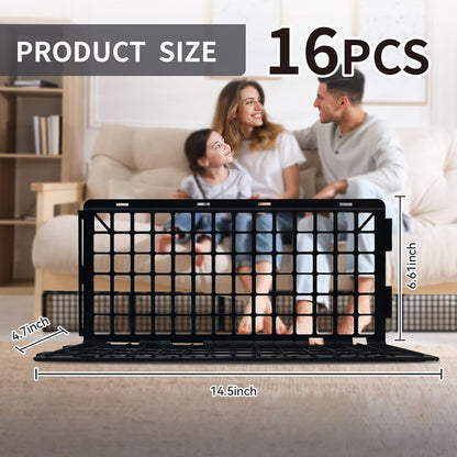 MAINTEEE 16 PCS Under Couch Blockers for Bed Couch Furniture Underneath Stop from Getting Under The Sofa (Black-16pcs)