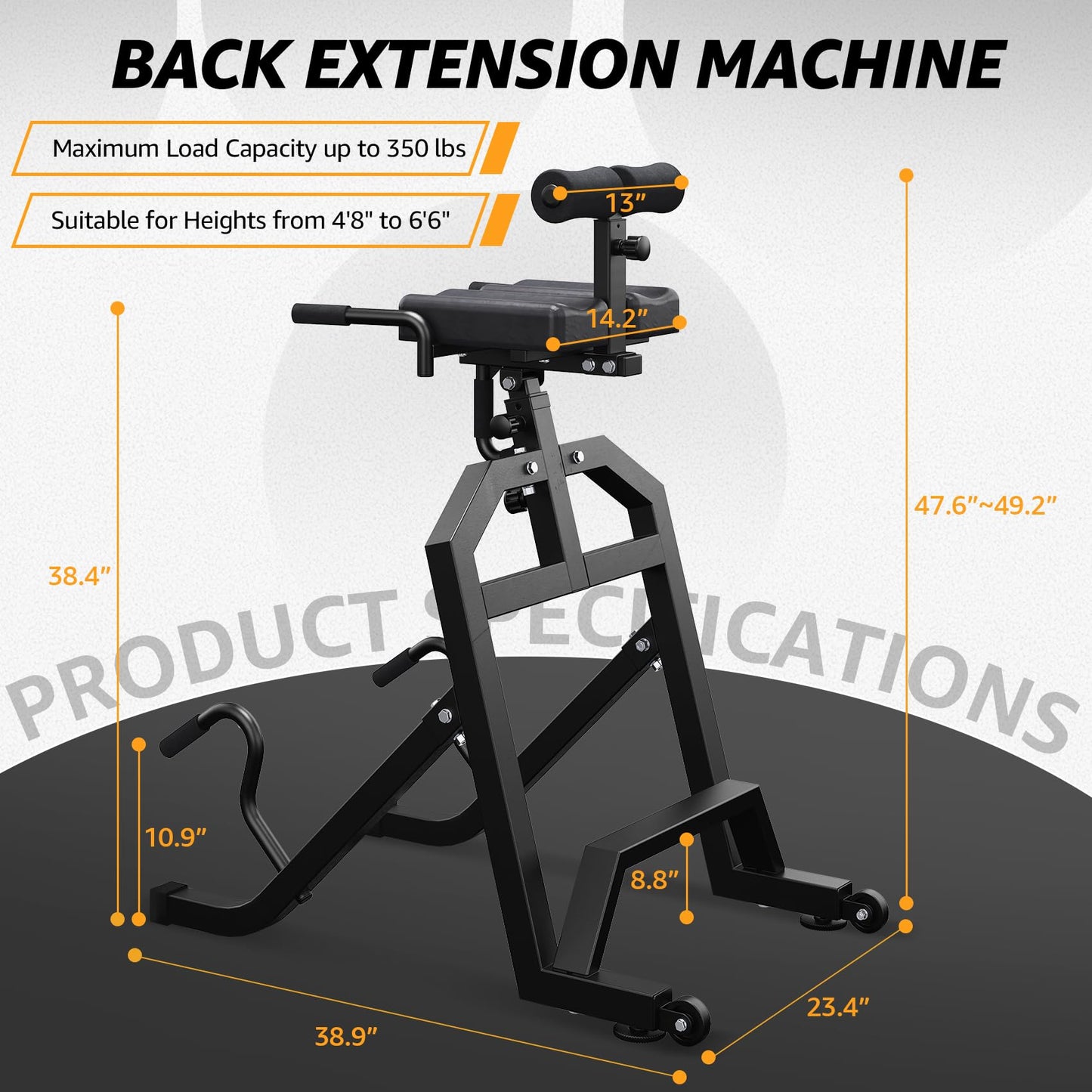 Heavy-Duty Inversion Equipment Roman Chair for Back Hyperextension and Core Strength Training, 350 lbs Capacity Decompression Bench for Home Gym