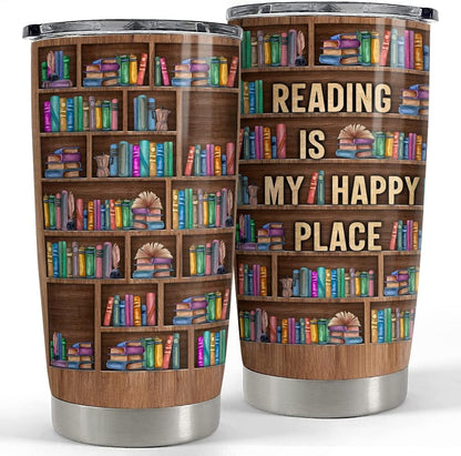20oz SANDJEST Book Lovers Tumbler Bookshelf Tumblers with Lid Gift for Librarian Book Lover Women Readers Bookworm