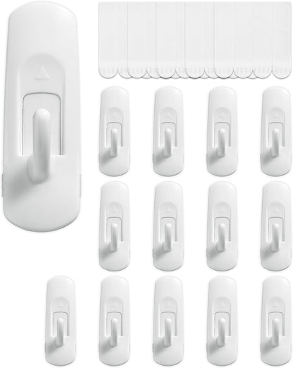 MOVELYST Heavy-Duty Utility Hooks - 14 Large Hooks with 20 Removable Adhesive Strips | Damage-Free Wall Organizer