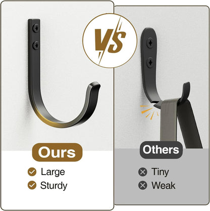 Niffgaff 10-Pack Outdoor Wall Hooks - 30LB Metal Hangers for Coats, Towels, and Bags | Black
