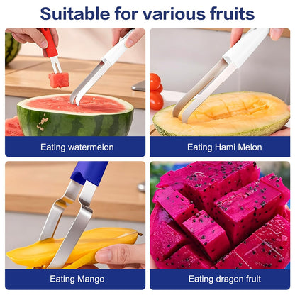 Watermelon Cutter 3-in-1 Fork Slicer & Popsicle Maker, Patriotic Red White Blue Fruit Cutter Tool, Multi Melon Slicer for Summer, Camping & Independence Day Kitchen Use (Red White Blue)