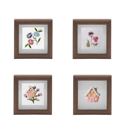 4 PCS 4x4 Shadow Box Picture Frame, Small Display Frame with Glass Cover, Wall Mounted & Tabletop, for Mini Flower, Stamp, Photos, Memorabilia, Crafts, Badges, Shells
