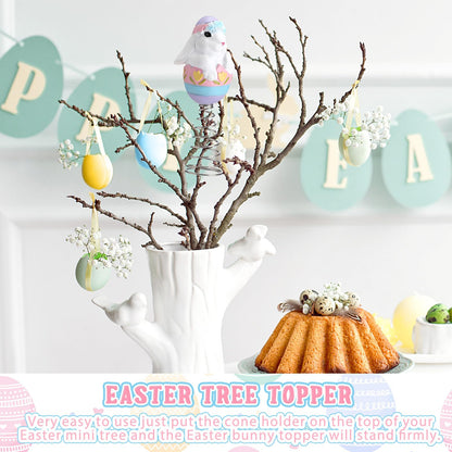 Zomiboo Easter Bunny Miniature Tree Topper Ornaments Easter Tree Topper Decorations 4 Inches Mini Bunny Ornaments for Holiday Spring Trees Party Supplies Home Decor