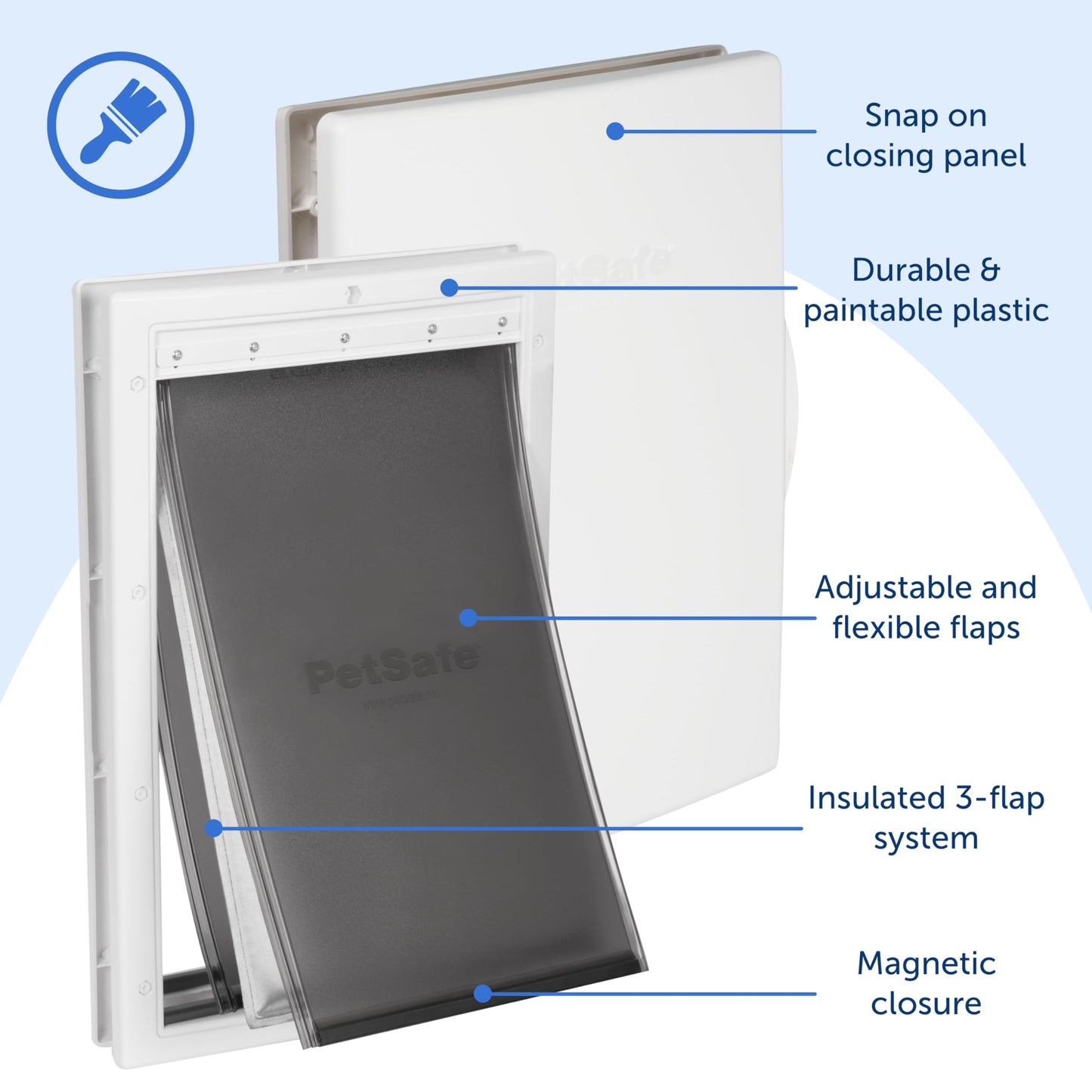 PetSafe Extreme Weather Aluminum Pet Door - Energy-Saving Thermal Barrier Pet Flap with Slide-in Door Locking & Secure Flap Cover - Plastic Frame - for Dogs Up to 220 lb - Large