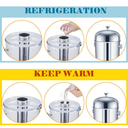 Gisafai 3 Pcs 2 Gallon Drink Dispensers for Parties, Beverage Dispenser with Stand, Stainless Steel Hot Cold Juice Dispenser with Centre Ice Core and Drip Trays for for Beer, Water Lemonade