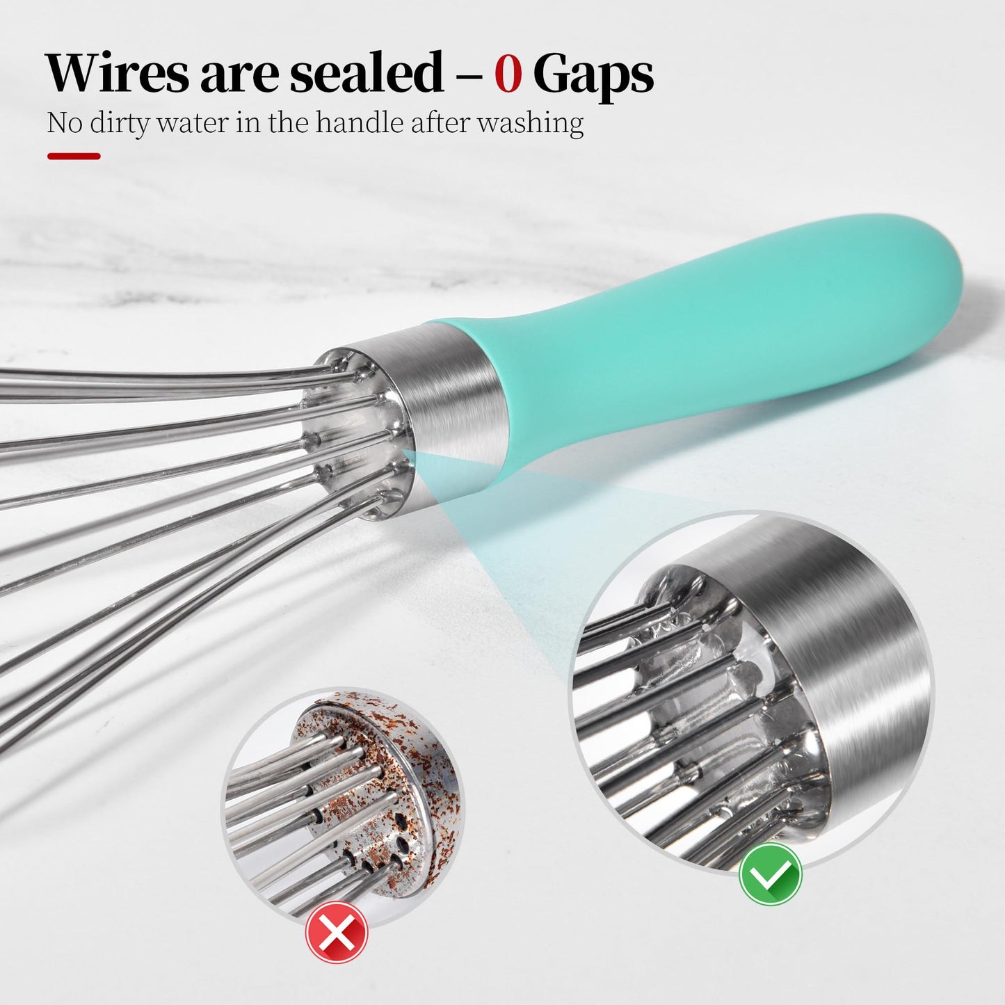 Lilybeam Small Whisk: Stainless Steel 9in Wire Balloon Wisk Kitchen Egg Whisker Heavy Duty Hand Mixer for Cooking Baking Whipping Blending Mixing Stirring Sauce, Flour, chocolate (Aqua Sky)